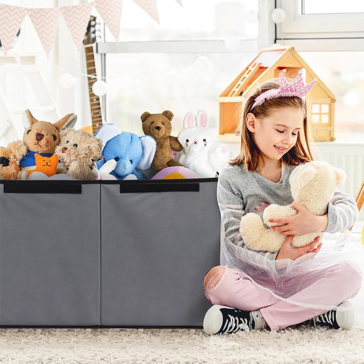 BAKAJI Aufbewahrungsboxen für Kinder, Aufbewahrungsbox mit Deckel und 3 Fächern, faltbar, aus TNT, A