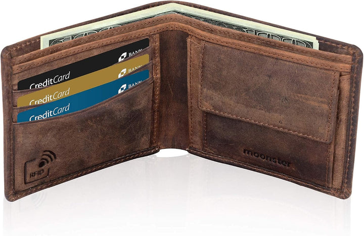 moonster Geldbörse Herren RFID Geldbeutel Herren-Bargeld &amp; Karten sicher organisiert leicht zugängli
