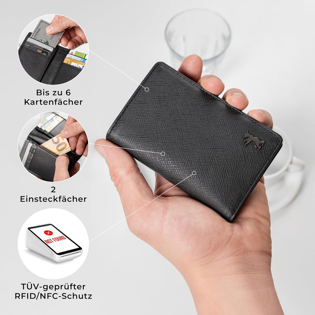 Berliner Bags Vintage Kartenetui Porto aus Saffiano Leder mit RFID-Schutz und Geschenkbox, Slim Wall