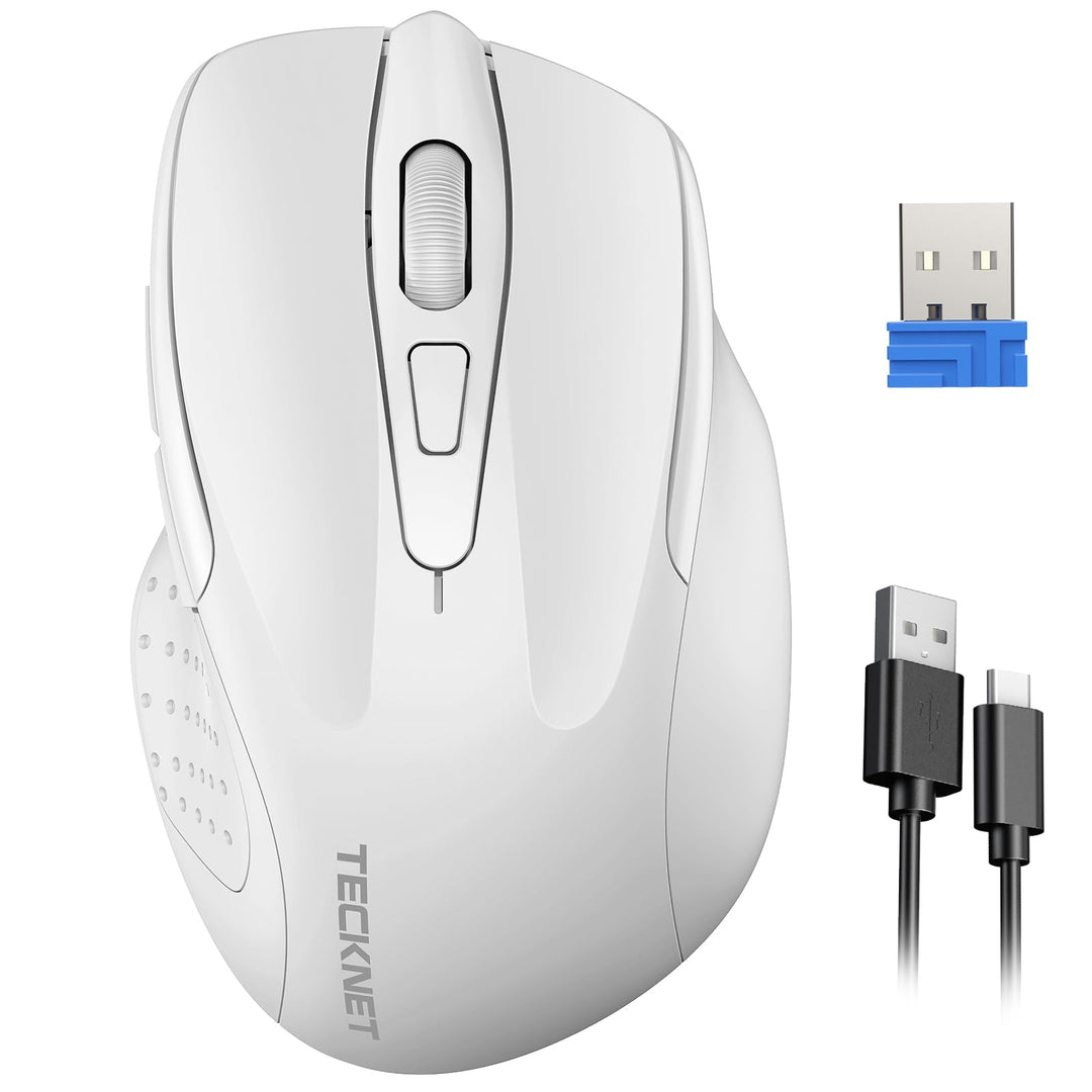 TECKNET Silent Kabellose Maus, Wiederaufladbar Funkmaus 4800 DPI, 2,4 GHz Optische Computer Maus für