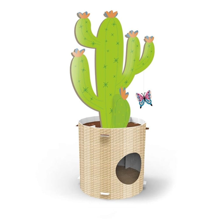 Record Kratzbaum Cactus 4-in-1-Funktion Kartonmaterial mit Catnip für Katzen | Farbe Havanna, Grösse