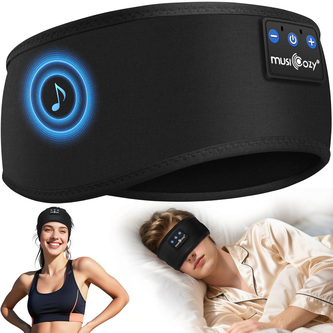 MUSICOZY Schlafkopfhörer Bluetooth, Schlaf Kopfhörer Seitenschläfer Kabellos Sport Kopfhörer Stirnba