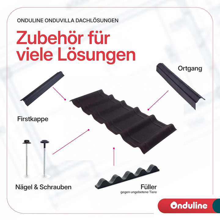 ONDUVILLA Dachplatten Bitumenwellplatten Dachsystem zum Verlegen-Dachmaterial wetterfest&langlebig–F