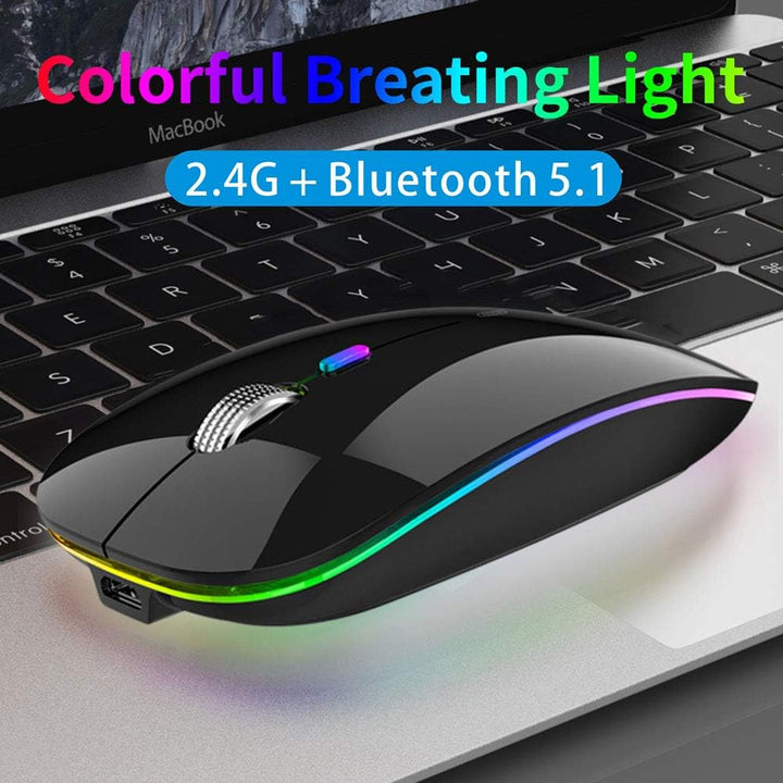Uiosmuph Bluetooth Maus Kabellose, LED Funkmaus wiederaufladbar Leise Wireless Mouse 2.4GHz Kabellos