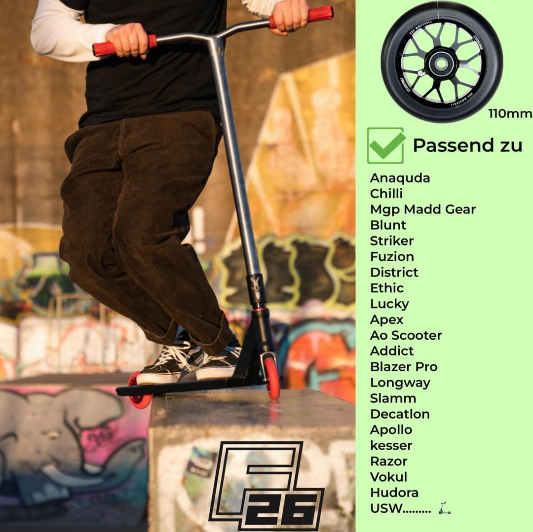 Fantic26 BASE Stunt Scooter Rolle I Trick I Tret I Kinder I Roller I Reifen I Rad I Ersatz I Wheel I