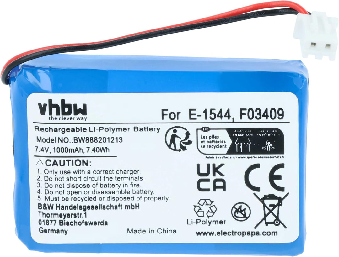 vhbw Akku Ersatz für Satlink F03409, E-1544 für Messgerät (1000 mAh, 7,4 V, Li-Polymer)