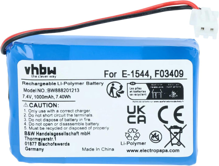 vhbw Akku Ersatz für Satlink F03409, E-1544 für Messgerät (1000 mAh, 7,4 V, Li-Polymer)