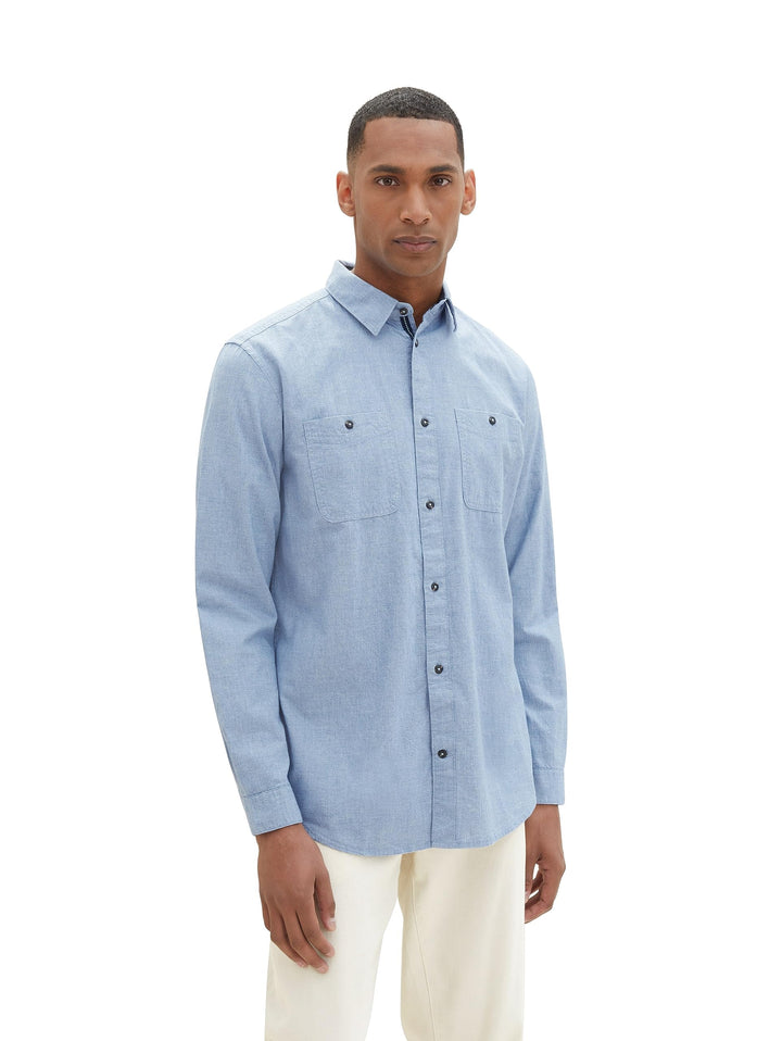 TOM TAILOR Herren Hemd M 33859 - Hockey Blue Offwhite Structure, M 33859 - Hockey Blue Offwhite Stru