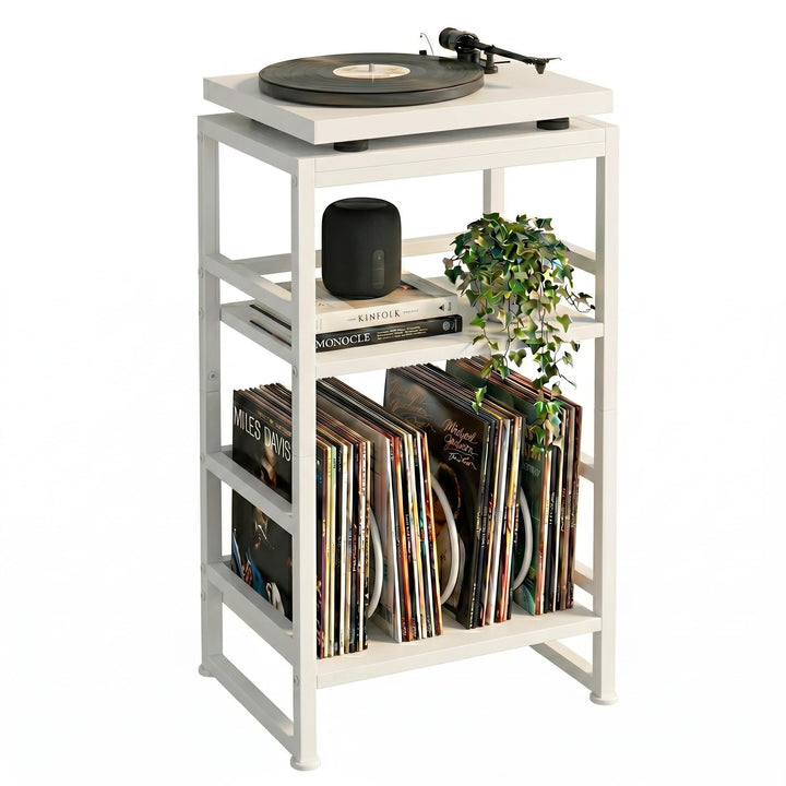 Plattenspieler-Ständer, 3 Etagen Beistelltisch,Plattenspielertisch Aufbewahrung von Schallplatten, b