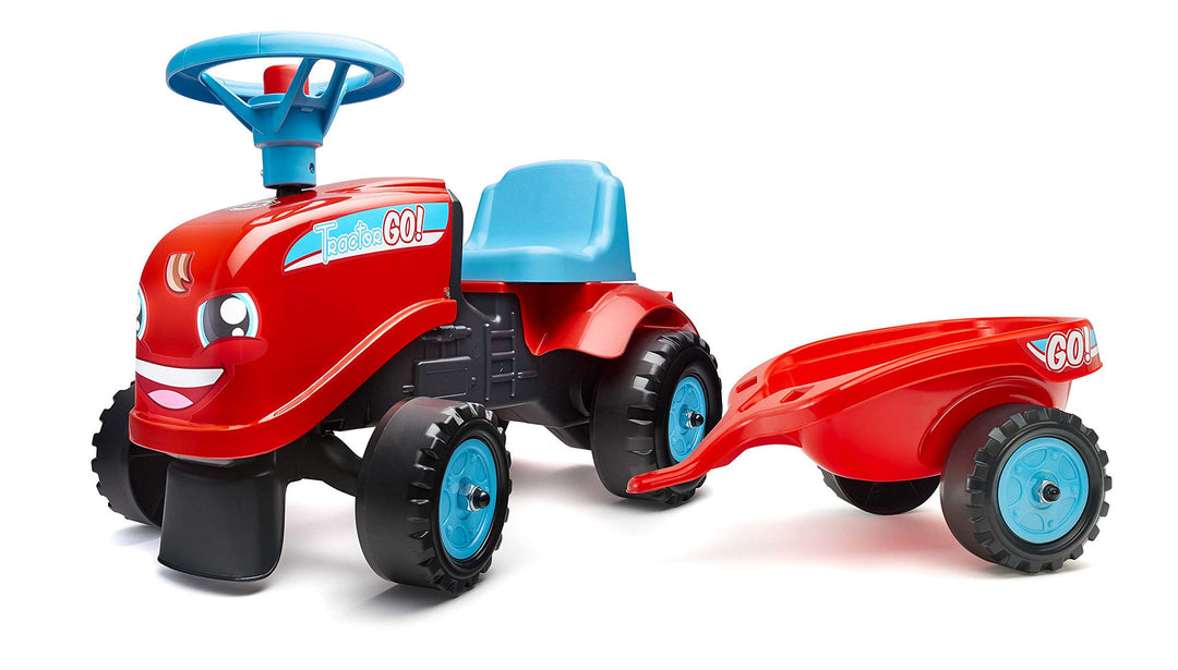 Falk - Traktor Go! Rutschauto mit Anhänger – ab 12 Monaten 2 Stile zur Personalisierung – Nummernsch