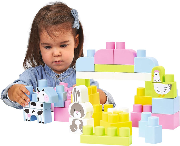 Ecoiffier – Abrick bunter Bauernhof – 50 grosse Bauklötze in Tierform, bunte XL-Bausteine in Box, fü