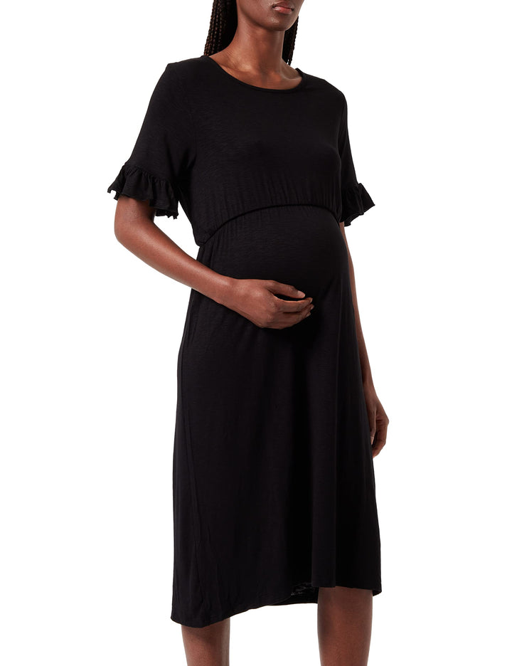 Noppies Damen Dress Short Sleeve Leon Kleid 34 Black - P090, 34 Black - P090
