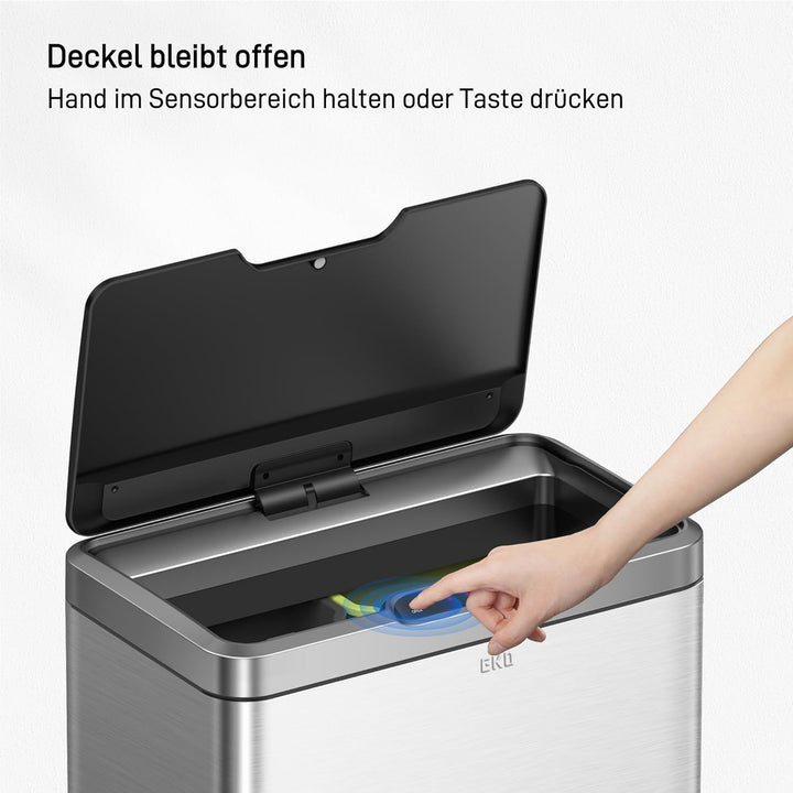 EKO Mirage Mülleimer mit Sensor, Mülleimer 2 Fächer 2 x 20L, Automatischer Küchenmülleimer, 2 Kunsts