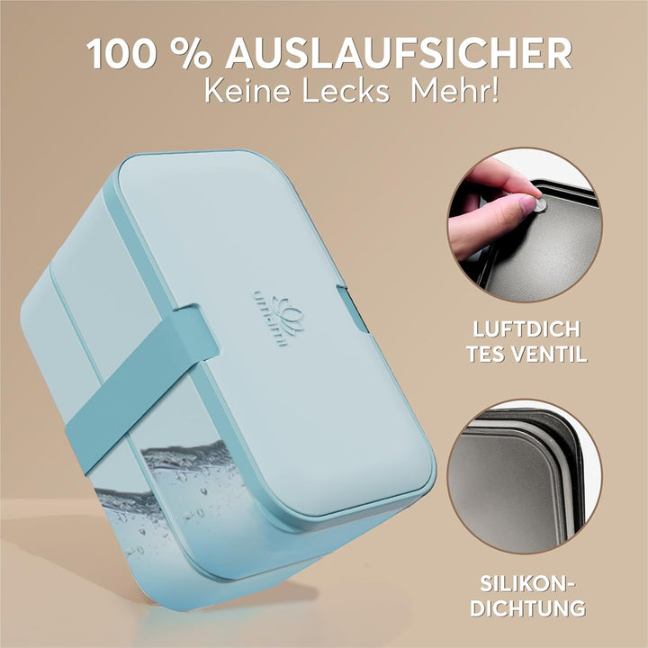 Umami Lunchbox Erwachsene, Verschachtelbar Auslaufsichere Bento Box mit 4 Bestecke & Fächern, Brotdo