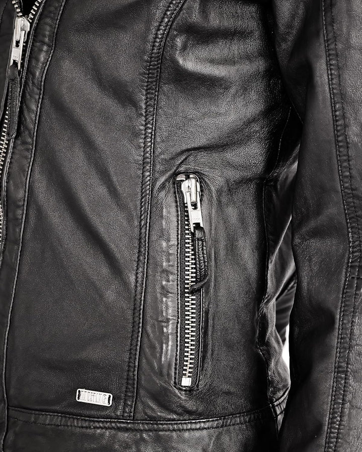 MUSTANG Damen Lederjacke 3102136 L Schwarz, L Schwarz