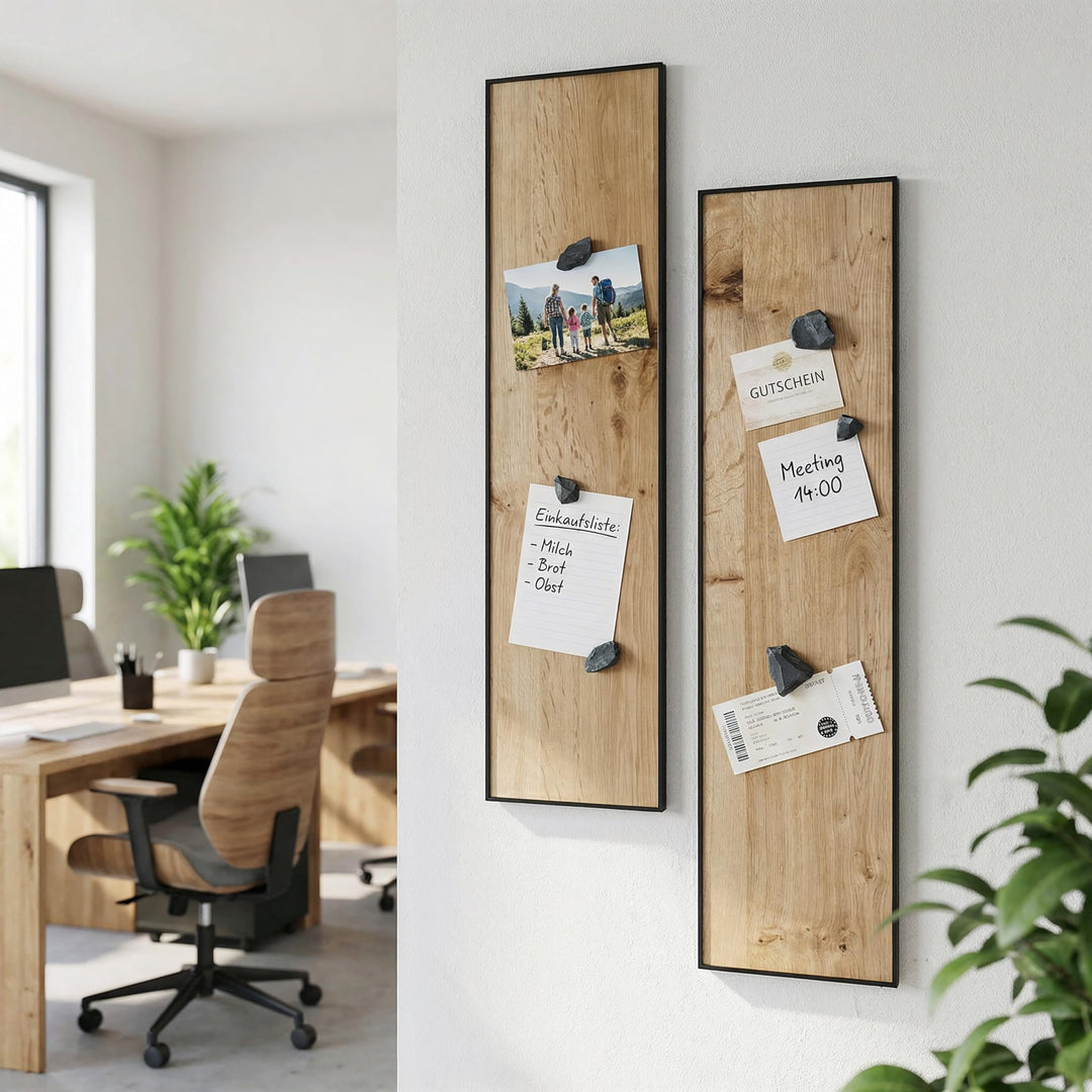 Magnettafel Echt Holz Eiche (Magnetwand+Kreidetafel+Pinnwand+Memoboard) verschiedene Grössen 20x80cm