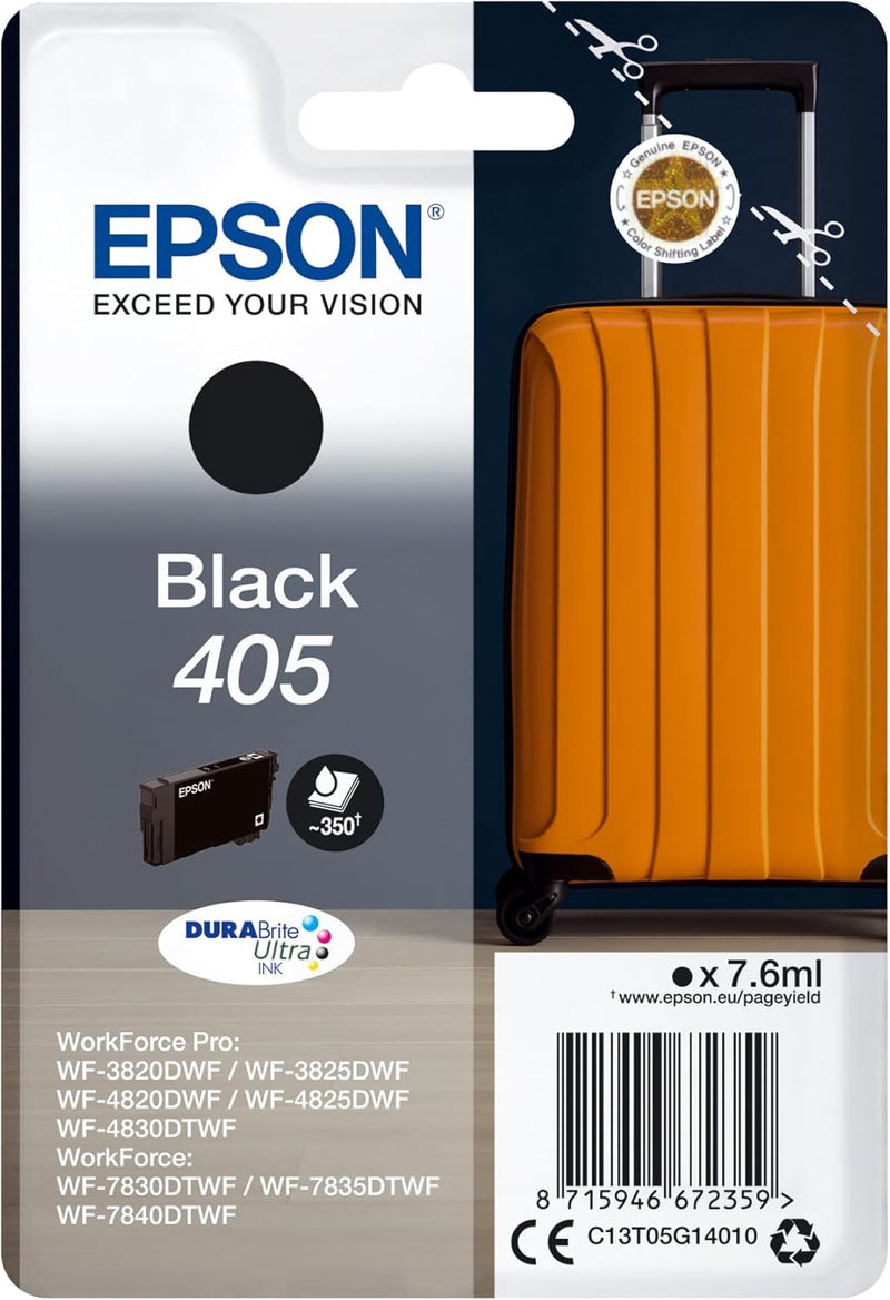 Epson Orginal 405 Tinte Koffer Singlepack schwarz Standard WF-3820DWF WF-3825DWF WF-4820DWF WF-4825D