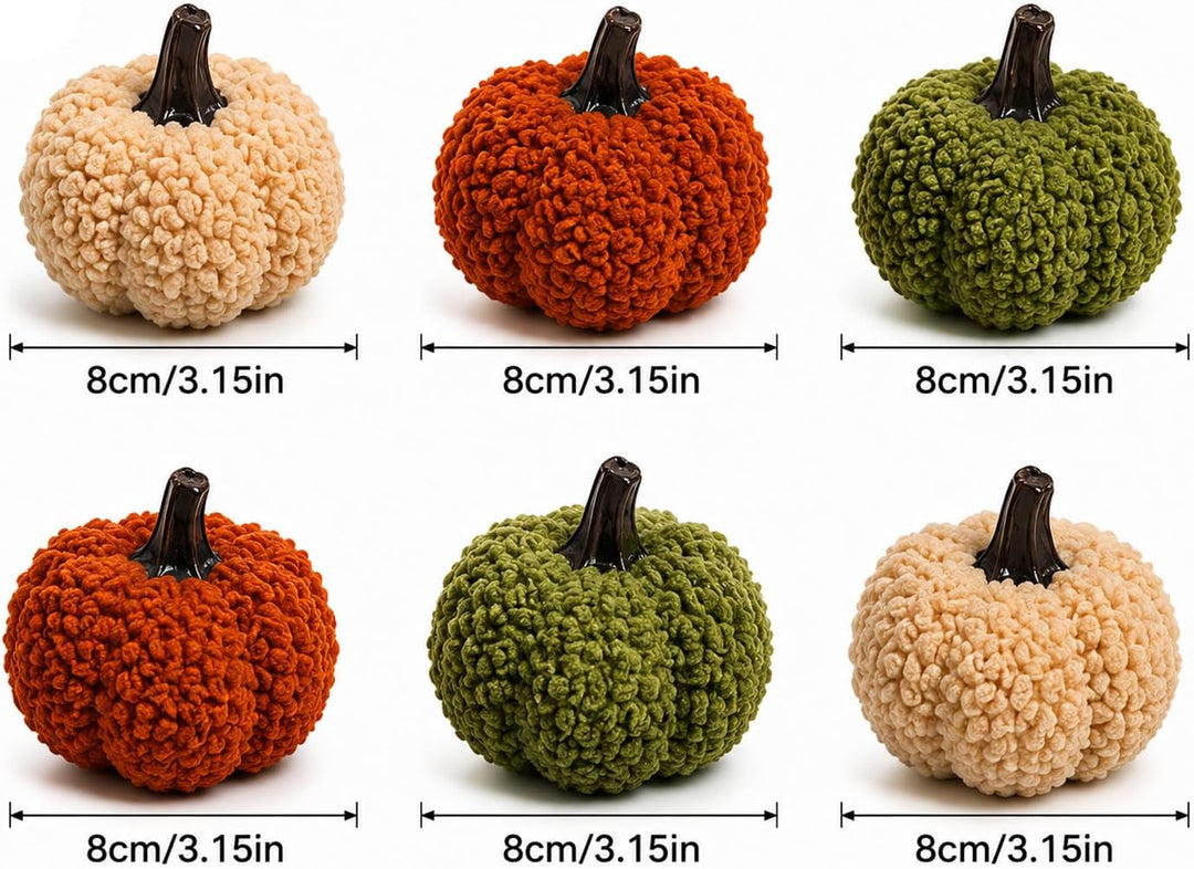 Herbst Dekorative Stoff Kürbis Set 6 Stück Weiche Plüsch Kürbisse für Herbstdeko, Thanksgiving, Hall