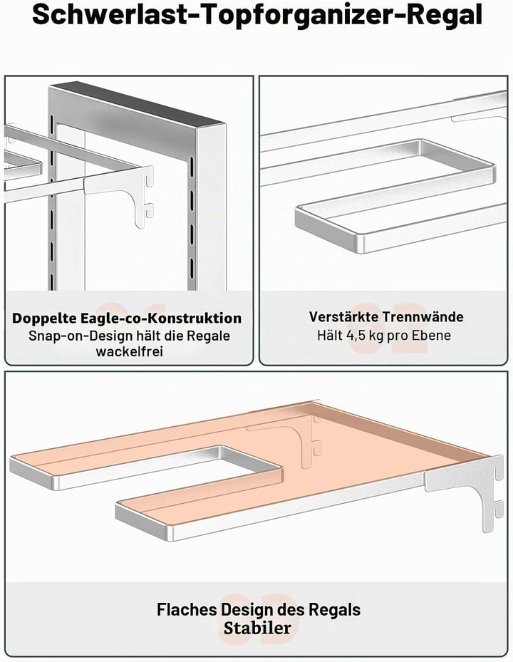 MUDEELA Topf- und Pfannen-Organizer unter dem Schrank, robuster Topf- und Pfannen-Organizer, Küchens