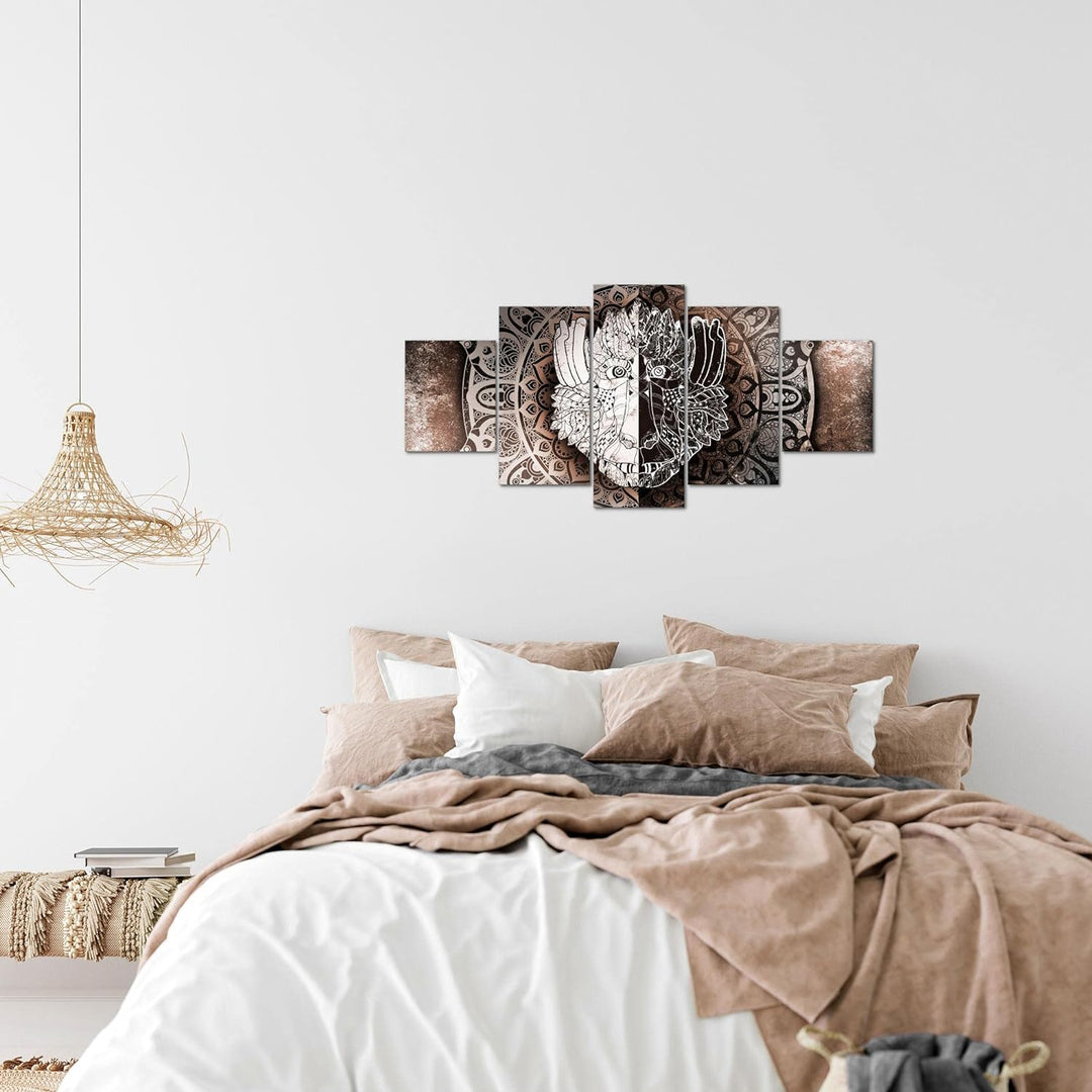 Runa Art Wandbilder Mandala Abstrakt 5 Teilig Bild auf Vlies Leinwand Deko Wohnzimmer Schlafzimmer K