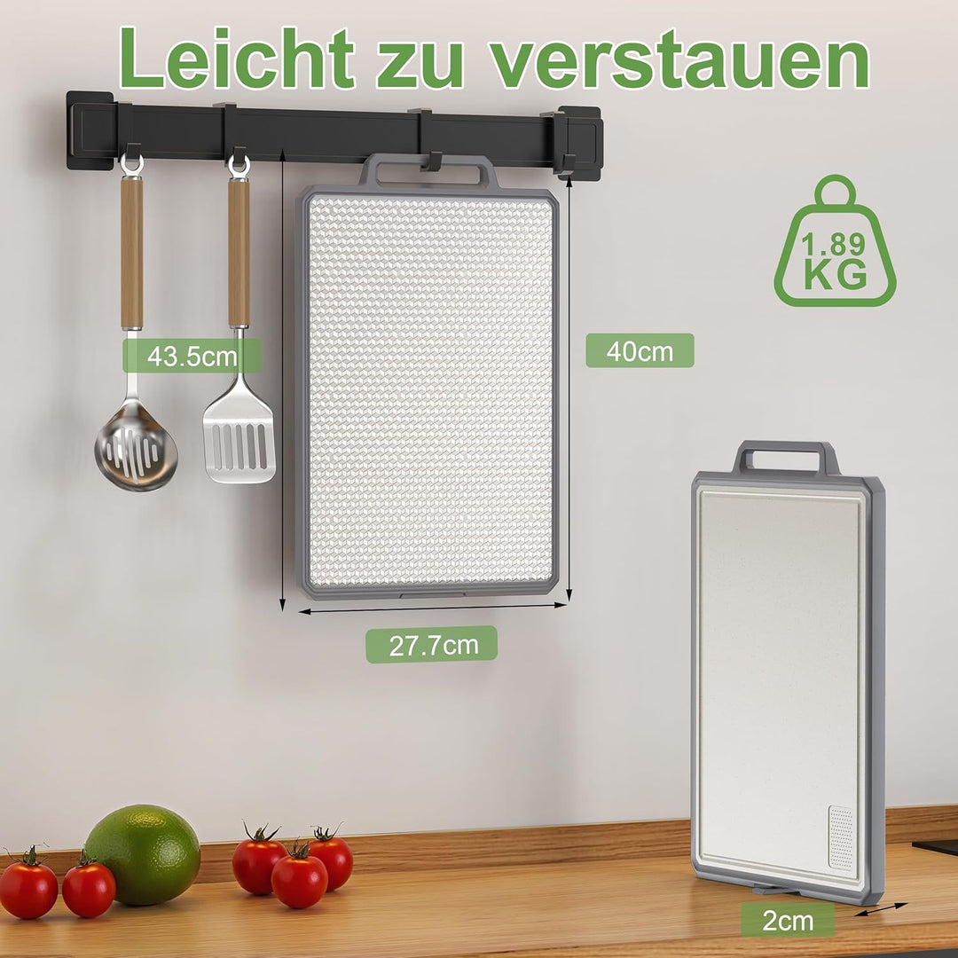 ROTTOGOON Schneidebrett Edelstahl Doppelseitiges Schneidebrett Kunststoff für die Küche 40 cm x 27 c
