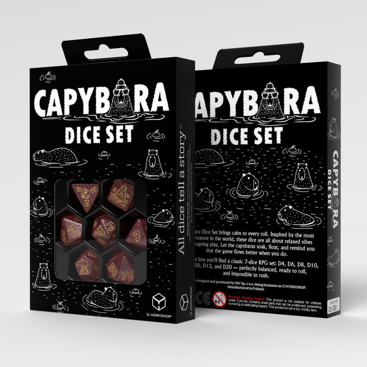 Q-Workshop Capybara Würfelset: Chillo, RPG-Würfel, Capybara-Motiv, für Kinder