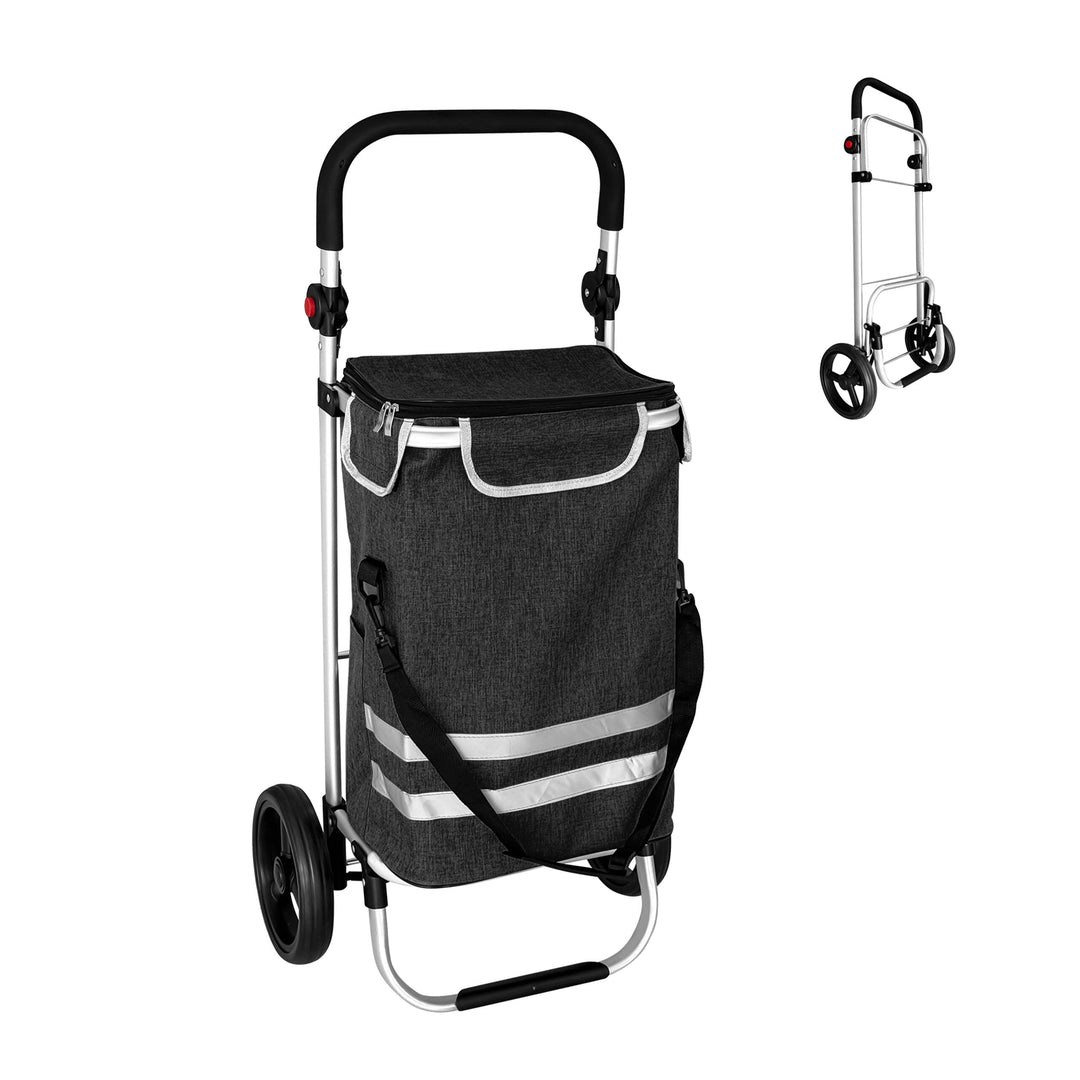 Relaxdays Einkaufstrolley, 2 grosse Räder, Kühlfach, abnehmbare Tasche, 45 l, bis 35 kg, Einkaufswag