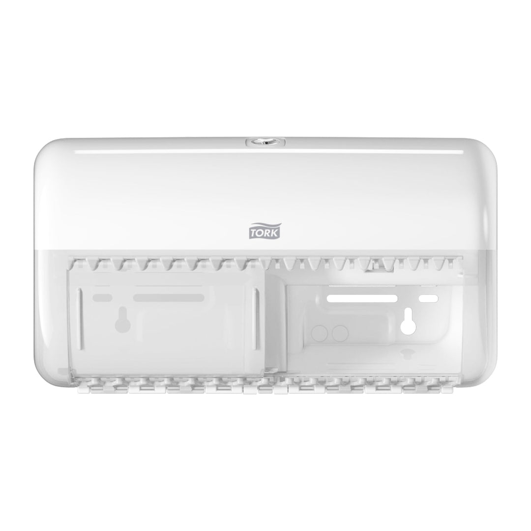Tork 557000 Spender für Kleinrollen Toilettenpapier T4 in Weiss / Hygienischer Papierspender für Toi