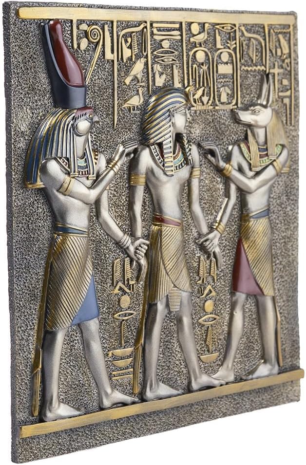 Lachineuse - Ägyptisches Bas-Relief 28 x 25 cm – ägyptischer Rahmen mit Pharaonen & Hieroglyphen – Ä