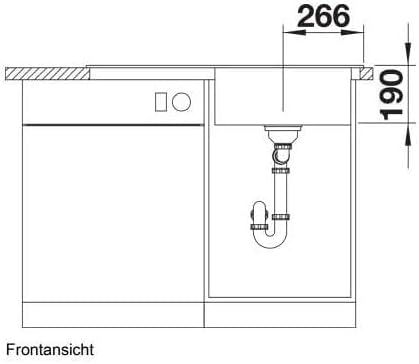 BLANCO ZENAR 5 S | SILGRANIT schwarz | Einbauart: Einbau von Oben | Hauptbecken rechts | mit Ablauff