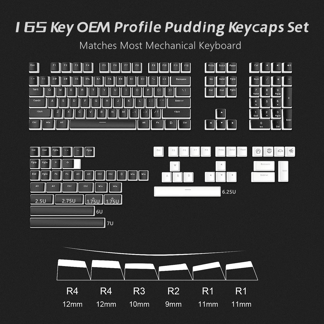 XVX Pudding Keycaps,141+24 Custom Keys Set, OEM Profile, Universal Compatiability for 100%, 75%, 65%