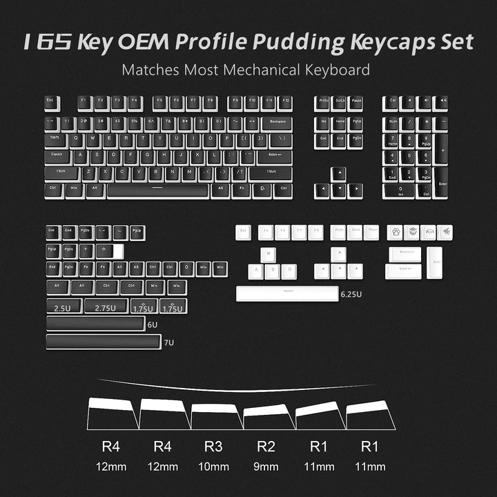 XVX Pudding Keycaps,141+24 Custom Keys Set, OEM Profile, Universal Compatiability for 100%, 75%, 65%