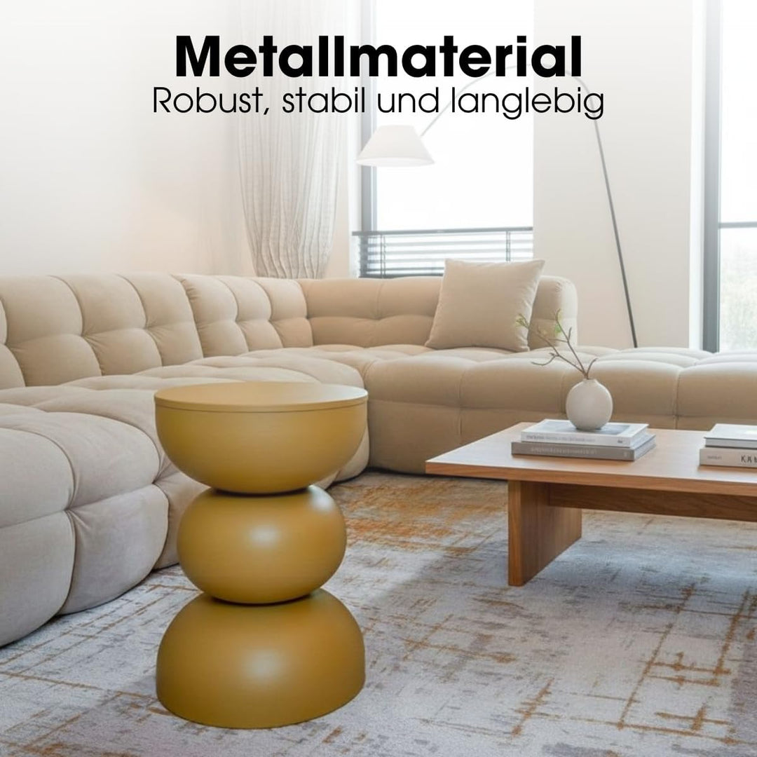 MICA Decorations Luna Beistelltisch – Beistelltisch Rund H46 x Ø32 cm – Wohnzimmer Tisch oder Nachtt