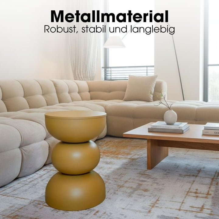 MICA Decorations Luna Beistelltisch – Beistelltisch Rund H46 x Ø32 cm – Wohnzimmer Tisch oder Nachtt