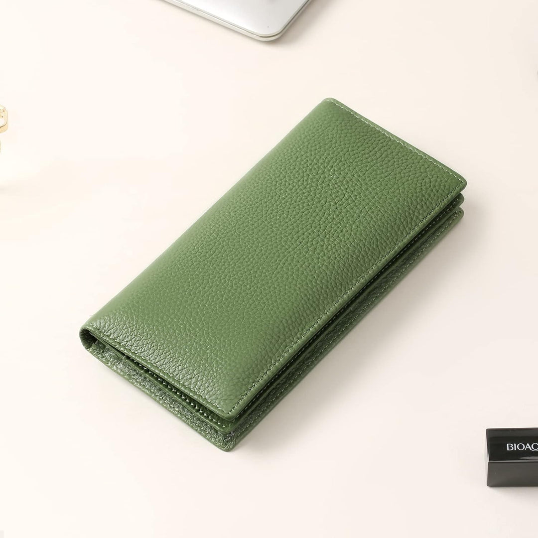 SENDEFN Dünne Geldbörse Damen, Echtes Leder Klein Portemonnaie Damen, RFID Schutz Dünn Clutch für Fr