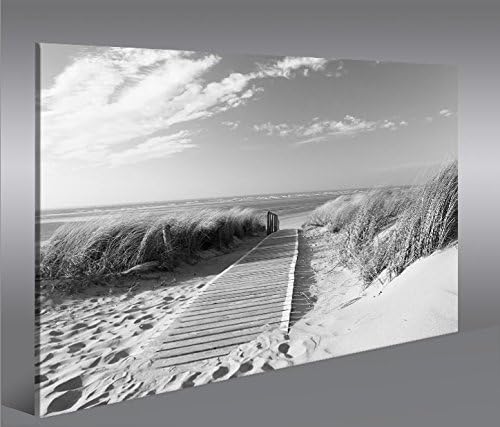 islandburner Bild Bilder auf Leinwand Strand Schwarz/Weiss Nordseestrand Langeoog 1p XXL Poster Lein