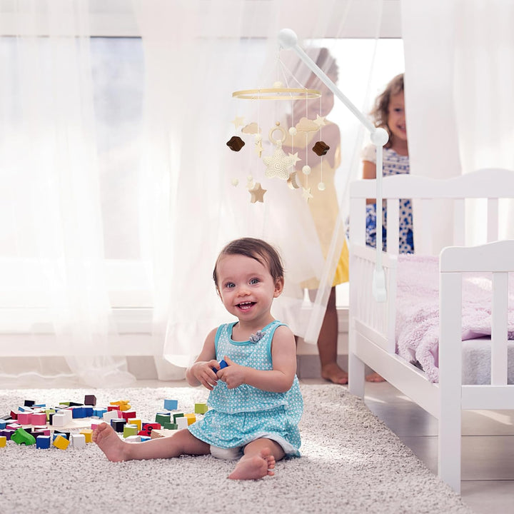 Baby Mobile Halterung für Babybett, Mobile Halterung Holz Wolken, abnehmbarer Baby-Mobile-Aufhänger,