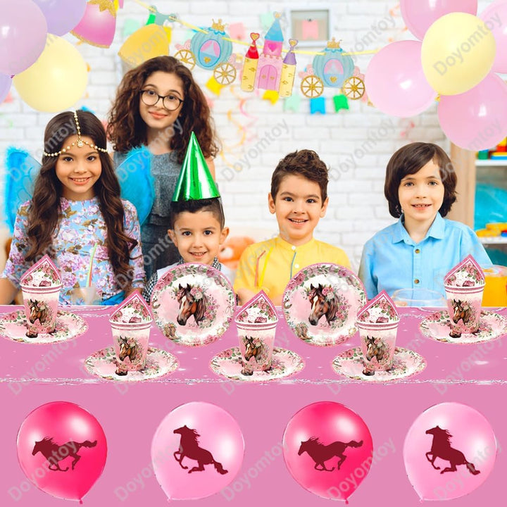 Pferde Geburtstag Deko,Doyomtoy Pferd Partygeschirr Baby Shower Kindergeburtstag Deko Geburtstagstel