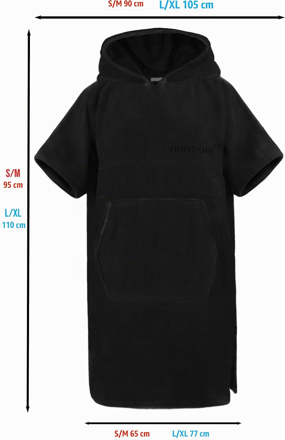 normani Baumwoll Surfer Poncho - Strandponcho - Handtuch-Poncho - Unisex Strand Umziehhilfe - geschl