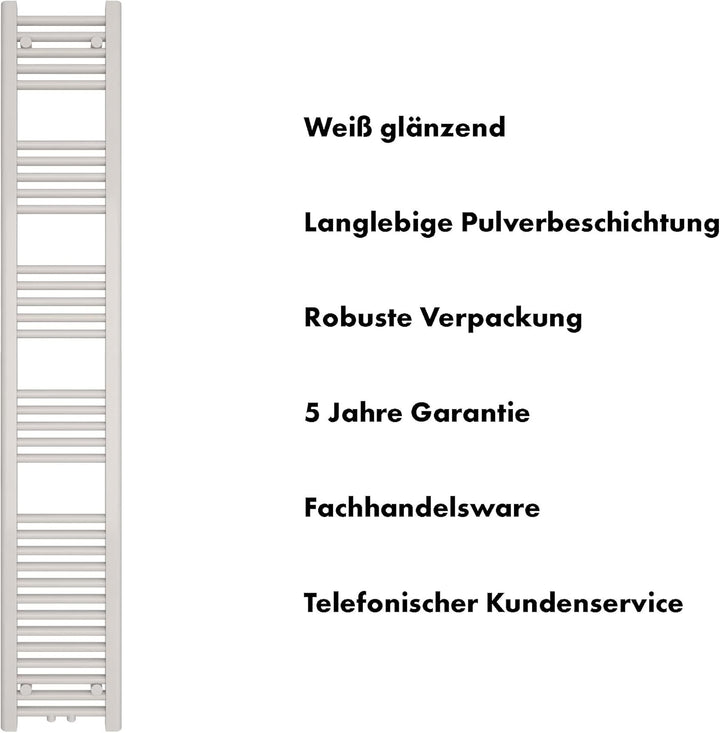 SHV Badheizkörper mit Mittelanschluss in weiss | Heizkörper für Badezimmer, Handtuchhalter für Wand