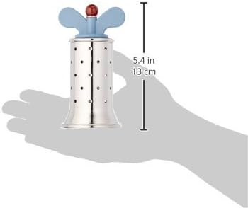 Alessi 9098 - Design Pfeffermühle mit Rippen, Edelstahl und Thermoplastisches Harz, Hellblau,8.7 x 6