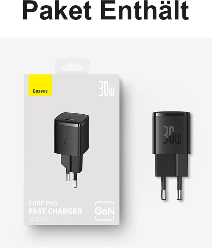 Baseus USB C Ladegerät, 30W Schnellladegerät Netzteil für iPhone 15 14 13 12 11 Pro Max, Samsung Gal