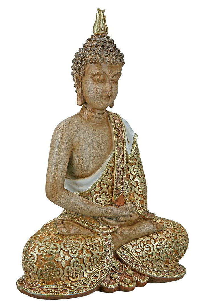 GILDE Deko Figur Skulptur Buddha - sitzend - Dekoration Wohnzimmer - Farben: Braun Gold - Höhe 29 cm