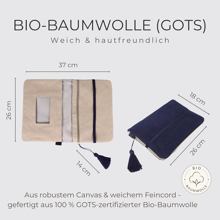 Karolini® Windeltasche Organizer Dunkelblau für unterwegs – kompakte Wickeltasche aus Cord (Bio Baum