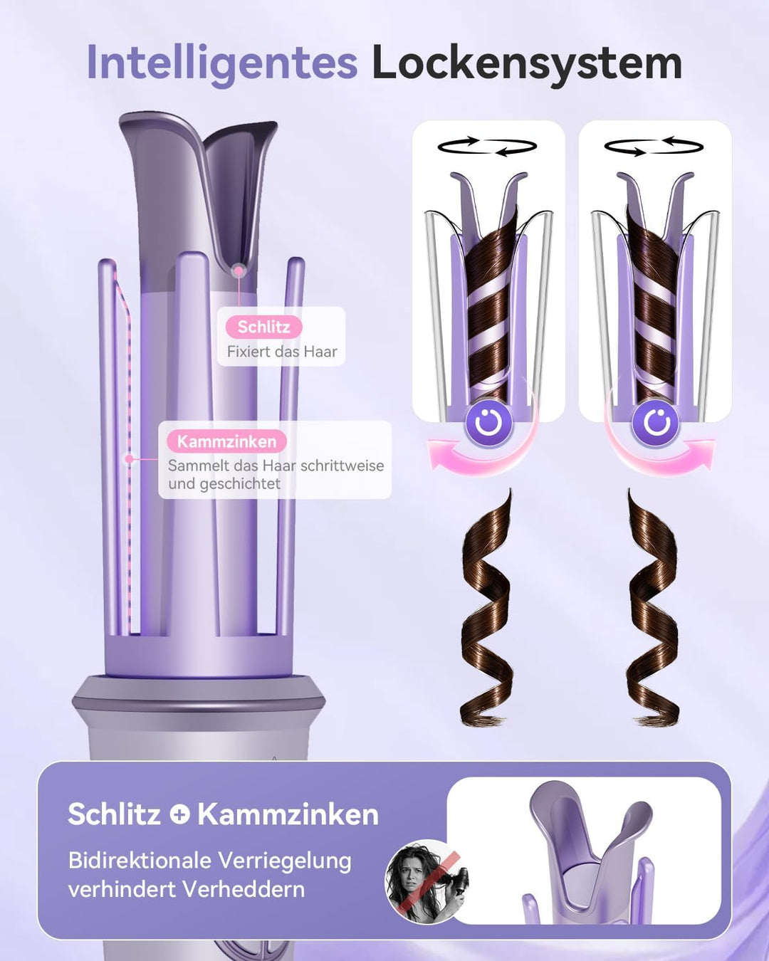Lockenstab Automatisch 25mm, Lockenstab Grosse Locken und Beach Waves mit 4 Temperaturstufen, Negati