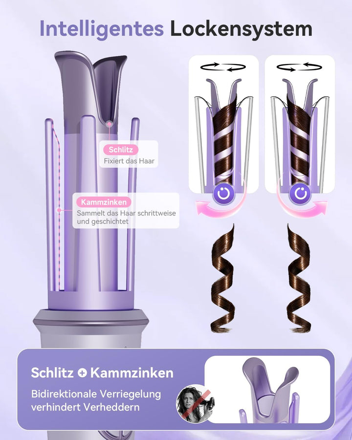 Lockenstab Automatisch 25mm, Lockenstab Grosse Locken und Beach Waves mit 4 Temperaturstufen, Negati