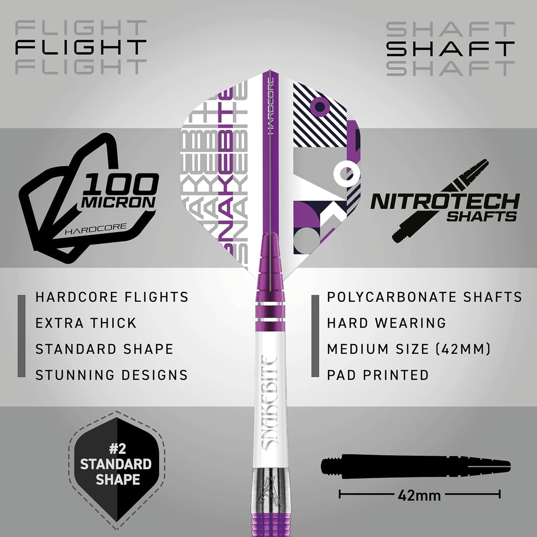 RED DRAGON Peter Wright Snakebite PL15 Medusa Professional Tungsten Darts Set with Flights and Stems