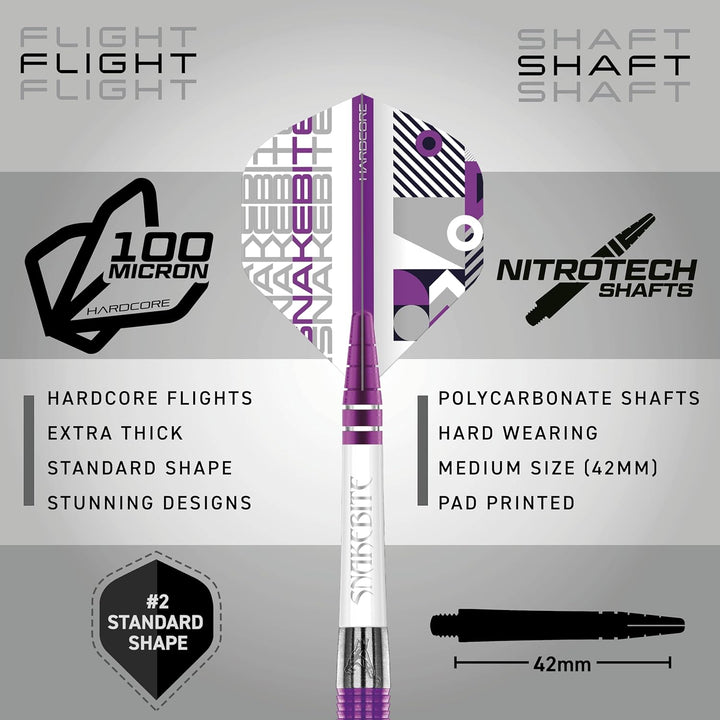RED DRAGON Peter Wright Snakebite PL15 Medusa Professional Tungsten Darts Set with Flights and Stems