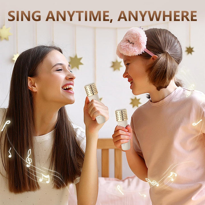 Karaoke Maschine 2 Mikrofone für Jungen Mädchen, tragbare Bluetooth-Lautsprecher mit dynamischen Lic