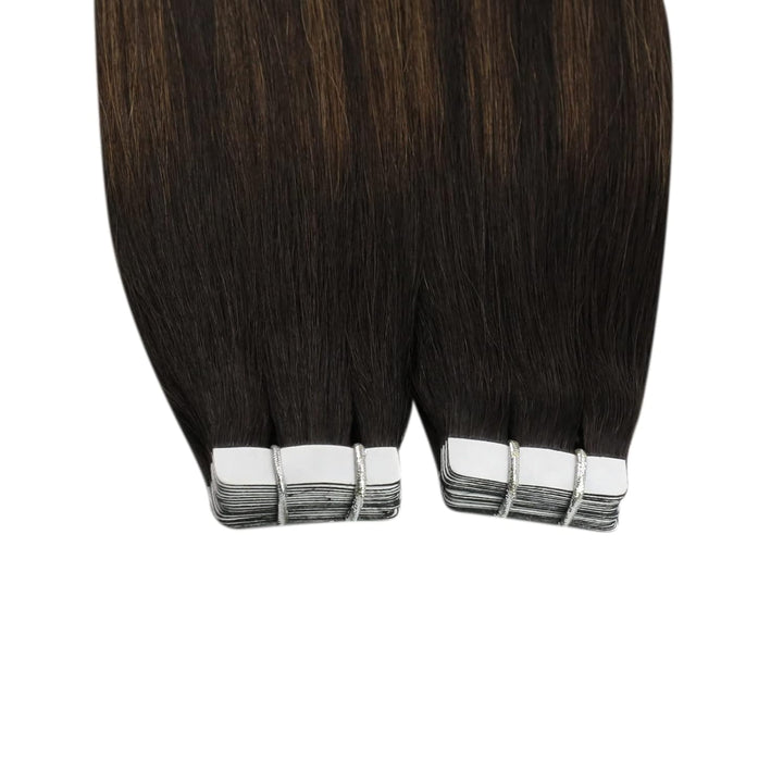 Ugeat Echthaar Extensions Tape Braun Balayage Echthaar Tape in Extensions Dunkelbraun Balayage Remy
